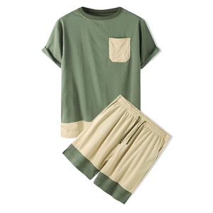 Conjunto de verano para hombre, conjunto informal de verano, camisa y pantalones cortos de dos piezas, tela suave y transpirable, ropa diaria, ropa para vacaciones en la playa - Product Image 1