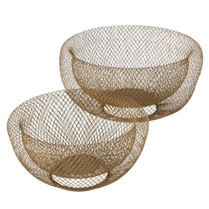 Prix de gros de la meilleure qualité Panier en fil métallique de forme ronde en métal de taille personnalisée plaqué cuivre pour le stockage des fruits et légumes - Product Image 6