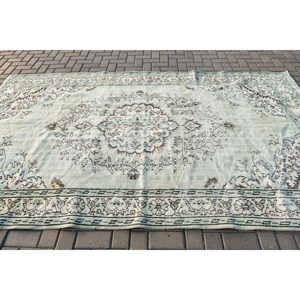 พรมวินเทจขนาด 6x10 ฟุต, พรม, พรมลายดอกไม้สีเขียวทำจากขนสัตว์ - Product Image 3