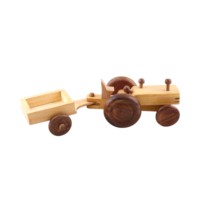 Ensemble de tracteur et remorque en bois artisanal, véhicule agricole vintage, jouet avec roues mobiles, écologique, éducatif, modèle décoratif