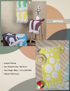 ผ้าขนหนูชายหาด DAFNI BIG PAZAR สีม่วง ลายพิมพ์เฮอร์ริงโบน ผ้าเทอร์รี่ ผ้าฝ้าย ซักได้ พร้อมพู่สีขาว น้ำหนักปานกลาง 180x120 ซม. - Product Image 4