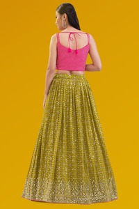 Buena calidad nuevo color increíble Georgette de moda con lentejuelas trabajo Lehenga Choli fabricante de la India al precio más bajo - Product Image 4