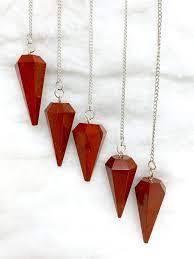 Pendentif de radiesthésie en jaspe rouge naturel, pointe de cristal, pierre précieuse de guérison, outil de divination Reiki pour chakras, vente en gros - Product Image 3
