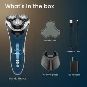 Rasoir électrique rechargeable sans fil pour homme, étanche, utilisation humide/sèche, avec base de séchage à l'air et chargeur, tondeuse escamotable, IPX7 - Product Image 4
