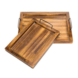 Precioso aspecto Natural acabado bandejas de madera para servir desayuno bandeja de servidor de alimentos para la mejor calidad café té bandeja de servidor Juego de 3 - Product Image 2
