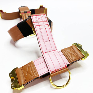 Arnês De Couro De Cão Tático Personalizado Novo Leve Pet Arnês Com Fivela De Metal Dourado De Luxo Para Cães De Treinamento - Product Image 6