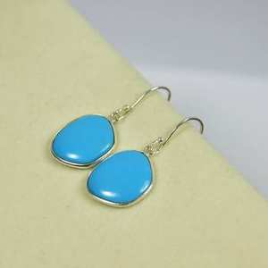 Adorable 925 plata esterlina mar turquesa piedra preciosa gota y pendientes colgantes forma DE PEPITA para fiestas regalos suministros al por mayor - Product Image 3