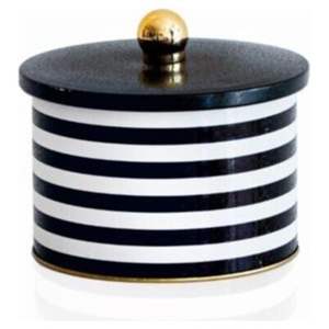 กระป๋องโลหะทรงกลม1.3L สีดำและสีขาวพร้อมที่จับลูกบิด Ø140x100มม - Product Image 1