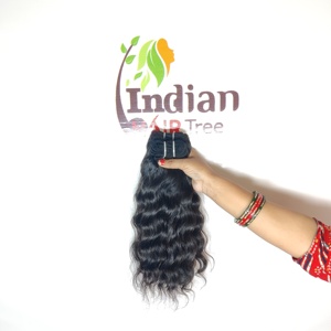 Vente en gros d'extensions de cheveux humains 100% vierges bruts fabricants indiens cuticules ondulées naturelles alignées faisceaux noirs - Product Image 4