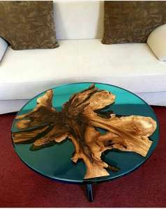 โต๊ะกาแฟไม้อีพอกซี่ทรงกลมทำด้วยมือสำหรับใช้ในบ้านและสำนักงาน - Product Image 4