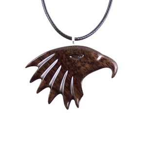 จี้สร้อยคอนกอินทรีสำหรับผู้ชายทำด้วยมือเครื่องประดับนกโทเท็มที่ทำด้วยมือโดยเกตเวย์อัลฟ่ามือแกะสลักในไม้ชิงชันโบลิเวียน - Product Image 4
