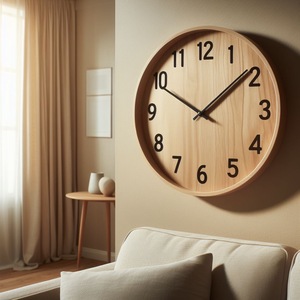 Numéros 3D dans des tons de bois profonds Décoration de maison élégante Horloge murale en bois - Product Image 4