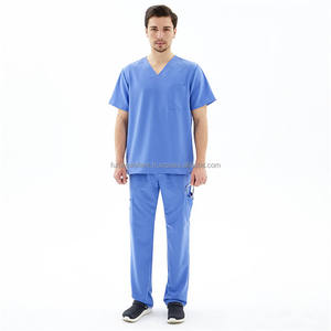 Hombres de alta calidad Scrubs Doctor uniforme médico de enfermería Scrubs para hombres de manga corta con cuello en V suave Spandex verano Hospital Scrubs - Product Image 1