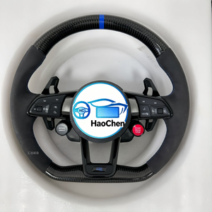 Volante de Fibra de Carbono Real con Base Plana, Marcador Central Rojo y Botón Multifunción, Compatible con VW <span class=keywords><strong>Tiguan</strong></span>, T-Roc y <span class=keywords><strong>Taos</strong></span> - Product Image 2