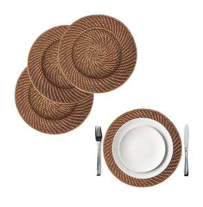 Assiette de chargeur en rotin naturel 100% assiettes en matériau naturel vaisselle assiette de chargeur en rotin écologique - Product Image 4