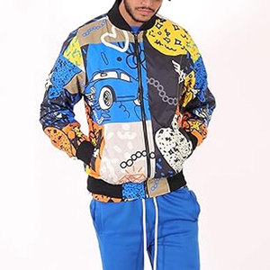 Blouson d'aviateur à sublimation en denim uni vintage pour homme avec fermeture à glissière Imperméable et coupe-vent Design personnalisable - Product Image 2