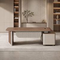Bureau de direction compact pour petit bureau de manager avec armoire de rangement verrouillable et boîte de gestion des câbles de 1,6 m à 2,2 m