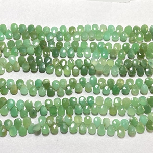 Vente en gros de perles poire à facettes en forme d'amande 6x8mm Chrysoprase Pierre précieuse verte naturelle pour usage en magasin Perles de pierre calibrées - Product Image 2