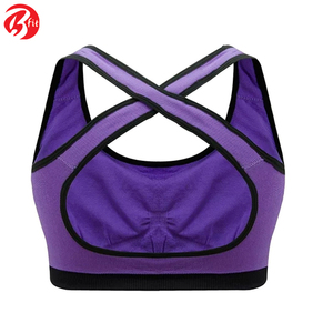 Impresión de transferencia de calor Fitness Yoga Wear Gym Workout Backless Crop Sports Bra Cómodo Simple Halter Neck Sports Bra - Product Image 3