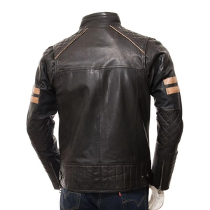 2025 Customizable Casual Men's High Quality Windproof Leather Jacket Zipper Closure <b>Stand</b> Cotton <b>Lined</b> Winter Outdoor Wear - Product Image 2