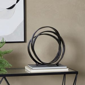 12 "x 7" x 13 "Negro aluminio Metal abstracto escultura decorativa bucle decoración del hogar acento figurita para pared para Navidad - Product Image 5