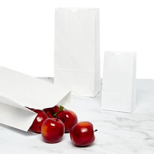 Bolsas de Papel Kraft Blancas Clásicas con Asas de Algodón para Uso Industrial, Exhibición de Alimentos, Manualidades, Tipo de Papel Personalizable - Product Image 1