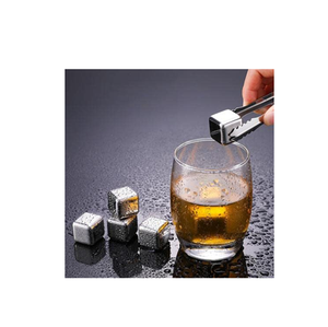 Cubos de hielo de acero inoxidable Piedras para whisky Rocas frías Cubos de enfriamiento con forma cuadrada de silicona y almacenamiento - Product Image 3