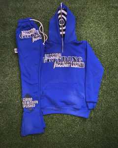 100% coton personnalisé pierre lavage à l'acide survêtements surdimensionné en détresse broderie complète sweats à capuche et short survêtement ensemble - Product Image 4