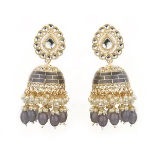 Export Quality Gold Plated Indo Western Meenakari Jhumki Earring 108691 Jewelry for Woman Girls