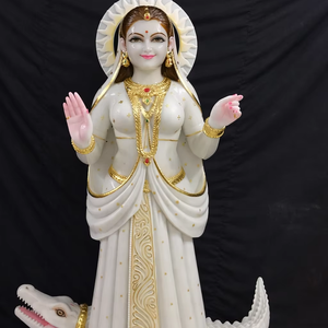 Elegante Estatua de Mármol Tallada a Mano de Khodiyar Maa, Divinidad Hindú Tradicional para Decoración de Interiores, Jardines y Templos - Product Image 1