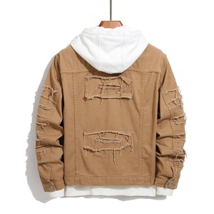 Veste en jean délavé de qualité supérieure pour hommes jeans à capuche élégants personnalisés vestes pour hommes nouvelles vestes respirantes pour hommes en détresse - Product Image 2