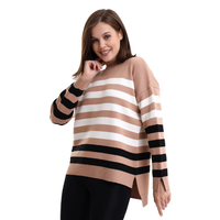Tunique à col roulé à rayures pour femmes tricots respirants Service OEM personnalisé dos long nouvelle mode pull chaud de haute qualité
