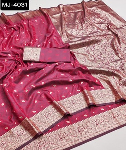 Belles saris en soie de verre avec les derniers modèles imprimés avec différentes options de couleur pour porter un sari et un chemisier - Product Image 1