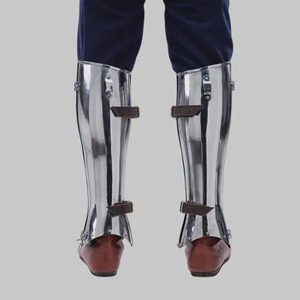 เกราะอัศวินยุคกลางที่มีขาแบบบานพับปิดปกป้องด้วยเหล็กขัดเงาสำหรับงานฝีมือโลหะและคอสเพลย์ - Product Image 5