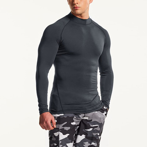 2026 <b>Men</b> Quick Dry Mock Neck Compression Shirt Sport Wear Water Surf <b>Swimming</b> Shirts Long Sleeve Rash Guard - Product Image 1