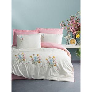 Delbin Rose Coton Boîte Brode Ranforce Double Housse de Couette Ensemble Élégant Rose Housse de Couette Ensembles - Product Image 1
