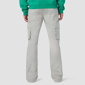 <b>Men</b> Grey Walker Cargo Kick Flare Pants - Comfortable <b>Stretch</b> Fabric with Flare Leg Design and Practical Cargo Pockets - Product Image 2