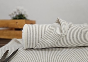 Venta al por mayor 100% tela de lino tejido orgánico ropa de cama a rayas cortina sofá uso 115 ''Textiles para el hogar niños y niñas vestidos - Product Image 6