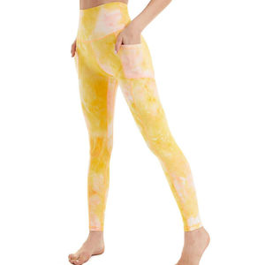 Nouveauté Leggings de sport respirants tie-dye pour femmes Couleur personnalisée Taille haute Matière en spandex Pantalons de yoga décontractés en tricot pour la salle de sport - Product Image 4