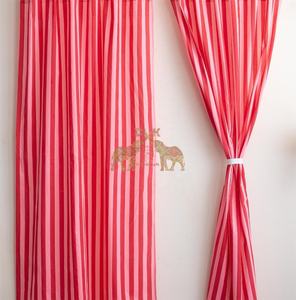 ผ้าม่านโปร่งลายทางผ้าฝ้ายพิมพ์ลายแบบบล็อก  รักษ์โลก ใช้ได้ทุกฤดู สำหรับหน้าต่างบ้าน ชุดผ้าม่าน - Product Image 5