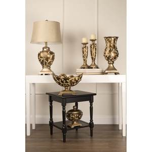 แจกันดอกไม้โลหะสลักลายดอกไม้สีน้ำตาลเข้มและสีทองตกแต่งเสร็จสมบูรณ์แบบสำหรับการตกแต่งห้องที่หรูหราและอุปกรณ์ที่ทันสมัย - Product Image 3