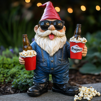 Weivista Statue de gnome drôle en résine avec bière et pop-corn, fabricant de décoration de jardin en gros