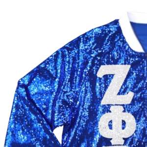 Zeta Phi Beta Sororité Veste À Paillettes Bleu Royal Blanc Vêtements De Vie Grecque Broderie Personnalisée ZPB Glitter Varsity Party Wear Veste - Product Image 2