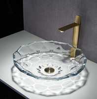 Nouveau lavabo sur comptoir hexagonal en verre de luxe Vision - Facile à nettoyer, durable |   Design contemporain pour la maison, le bureau et les restaurants