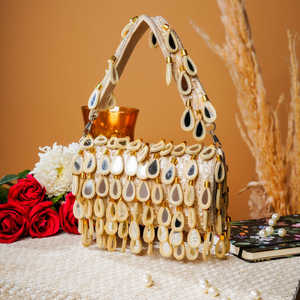 Indian <b>Embroidered</b> Mirror <b>Clutch</b> <b>Bag</b> Handmade for Women Wedding Party Evening Purse - Product Image 1