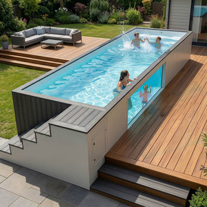 Fiberglass Prefabricated Container Above Ground Swimming <b>Pool</b> UV Resistant Heavy Duty Outdoor Family Backyard Garden <b>Pool</b> - Product Image 2