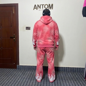 Custom Winter Sweatsuits Tracksuit Heavyweight Fleece 100% Cotton Two Piece Hoodies Flare Sweat Pants Stacked <b>Joggers</b> Set Men - Product Image 3