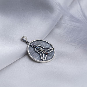 Oxidado cuerpo Chakras diseño colorido piedra hecha a mano 925 joyería de plata esterlina collar al por mayor - Product Image 4