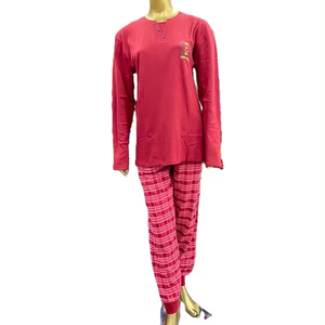 Traje de noche de satén de punto inspirado en el diseñador para mujer, de 2 piezas Pijama de algodón, ropa de casa de verano y primavera, ropa para dormir - Product Image 1