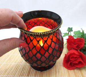 New Year Luxury mosaic Glass Candle jar with Clear Glass Jar Decorated Votive <b>Tea</b> <b>Light</b> Christmas Decor Candle Container - Product Image 4